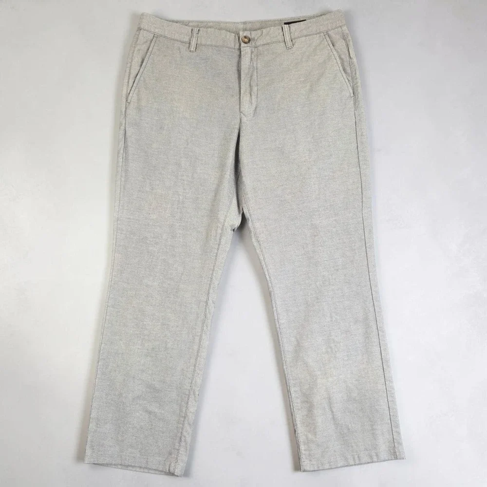 Bonobos Slim Fit Grey Textured Chino Pants Mens 34x27 Hemmed Stretch Cotton